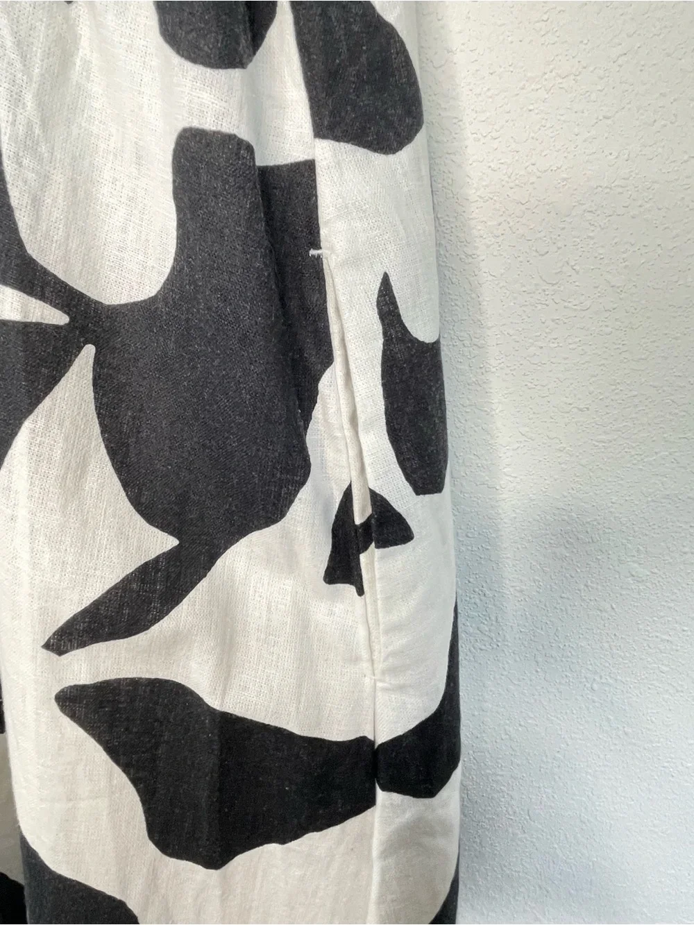 Abercrombie‎ & Fitch Tie Back Babydoll Maxi Dress M Black White Linen Blend